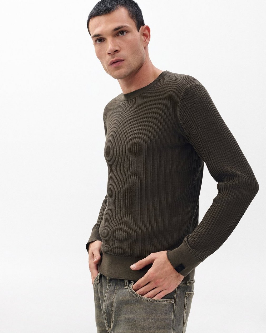 Jayce Silk-Cotton Sweater - Bark - Image 4