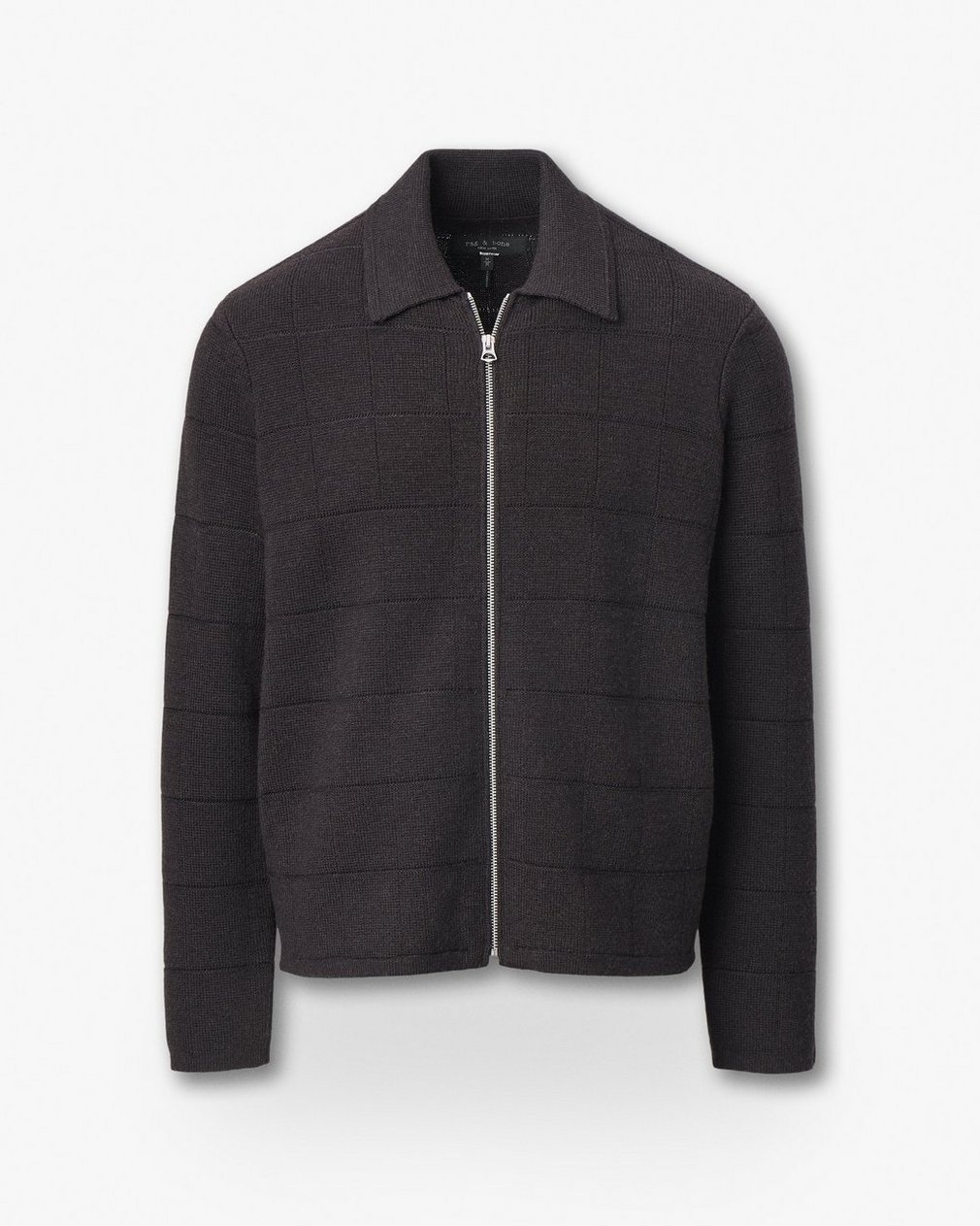 Melrose Full-Zip Windowpane Wool Sweater - Brown - Image 2