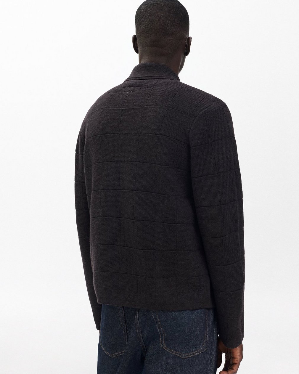 Melrose Full-Zip Windowpane Wool Sweater - Brown - Image 6