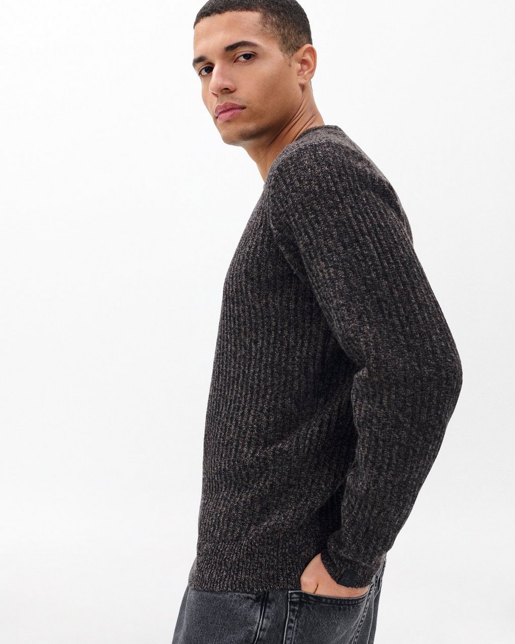 Jensen Ribbed Cashmere Sweater - Brown Multi - Image 4