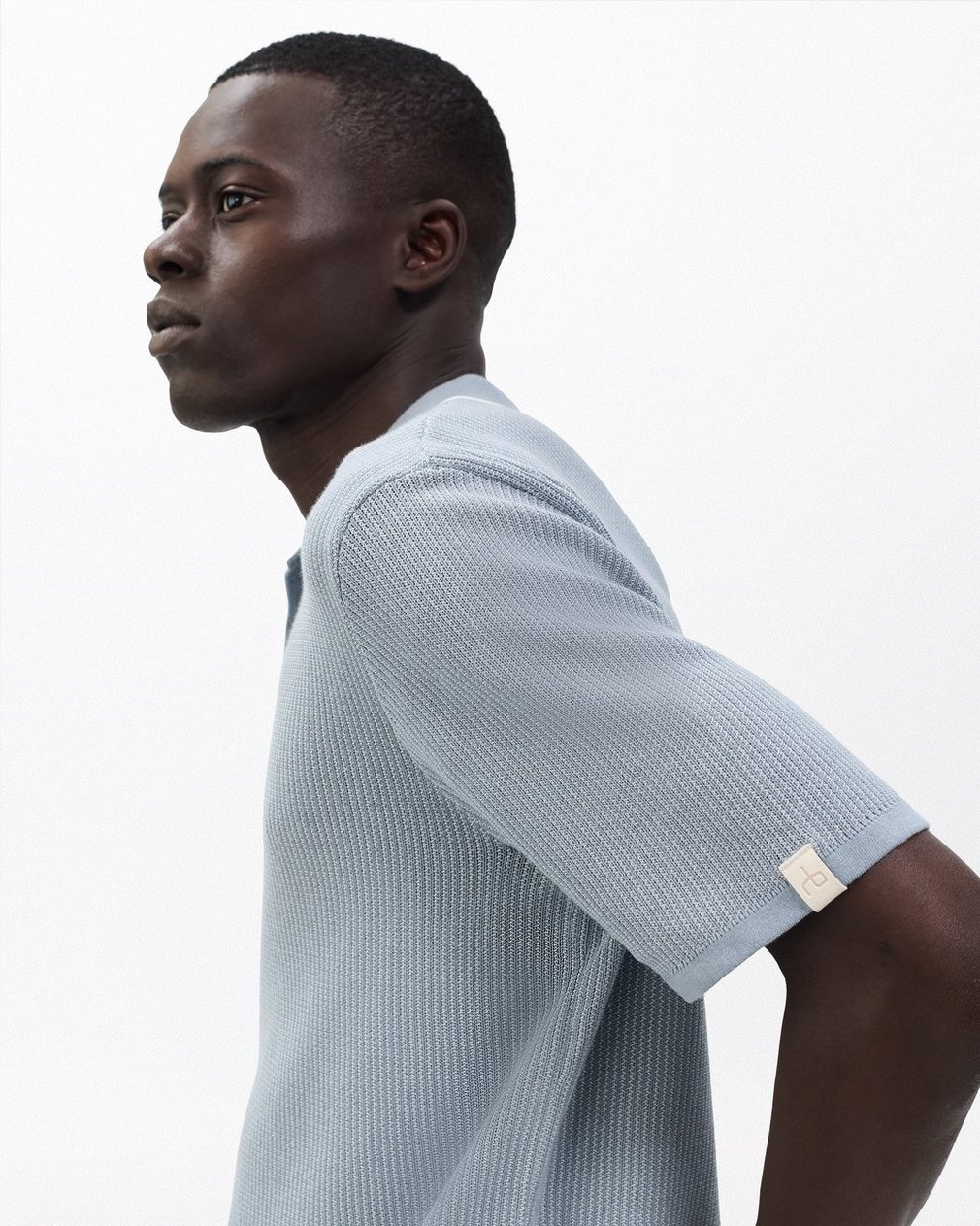 Harvey Tipped Knit Polo - Light Blue - Image 4