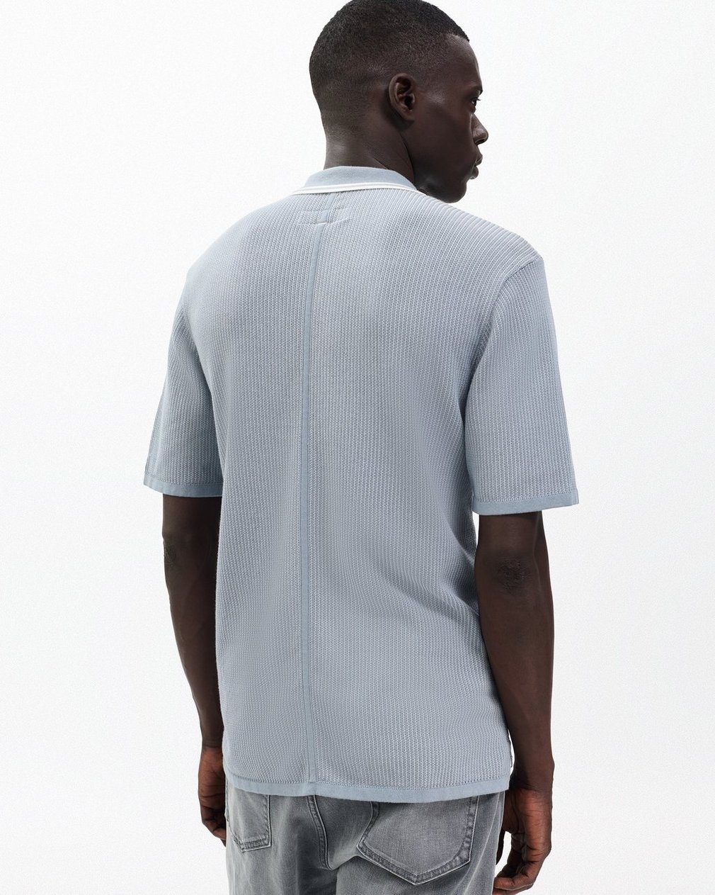 Harvey Tipped Knit Polo - Light Blue - Image 6