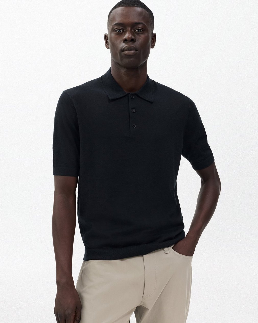 Downing Lightweight Cashmere Polo - Black - Image 5