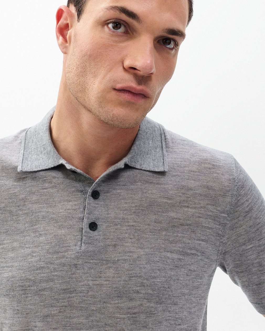 Downing Lightweight Cashmere Polo - Heather Grey - Image 4