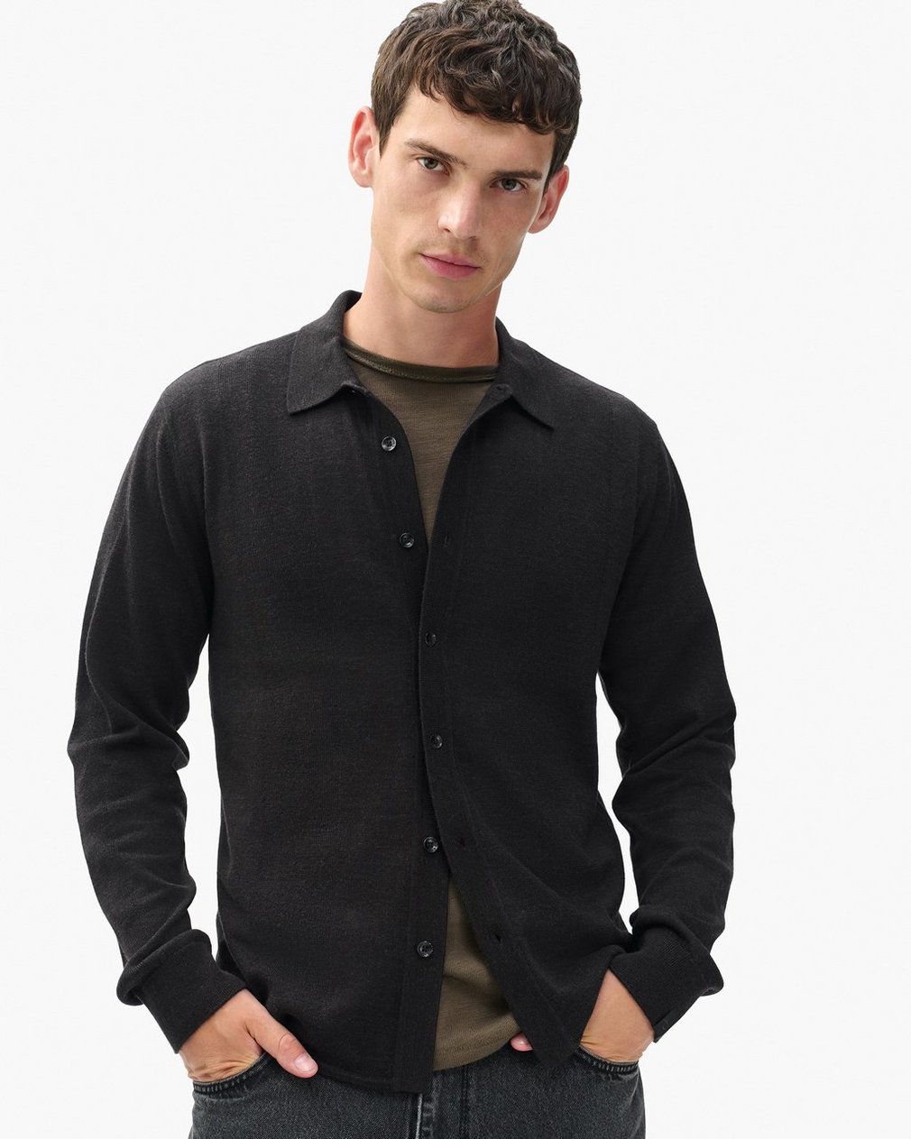 Crawford Wool-Cashmere Knit Shirt - Dark Brown - Image 4