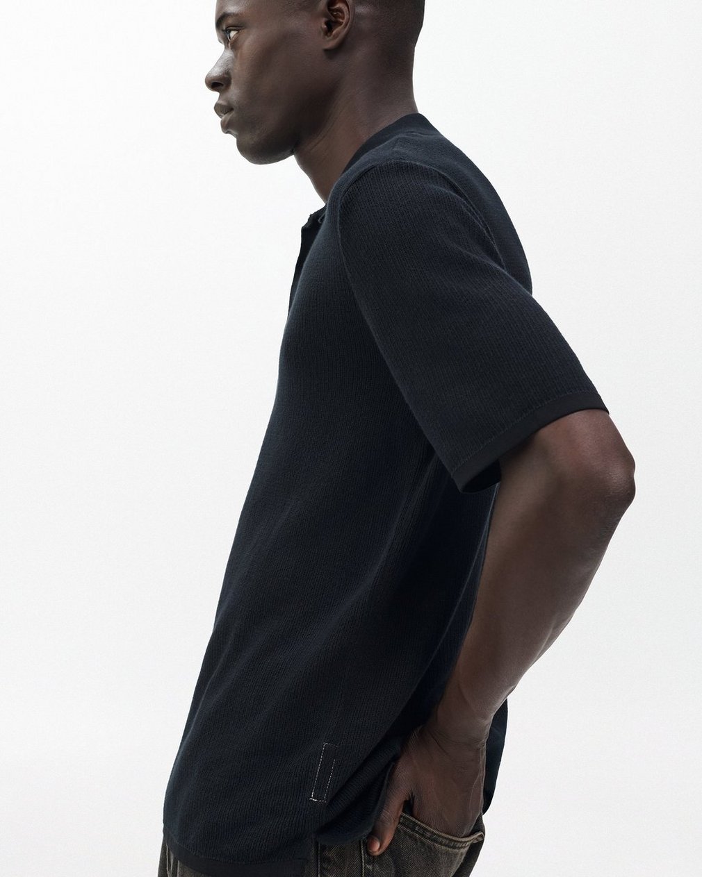 Harvey Knit Polo Shirt - Black - Image 5
