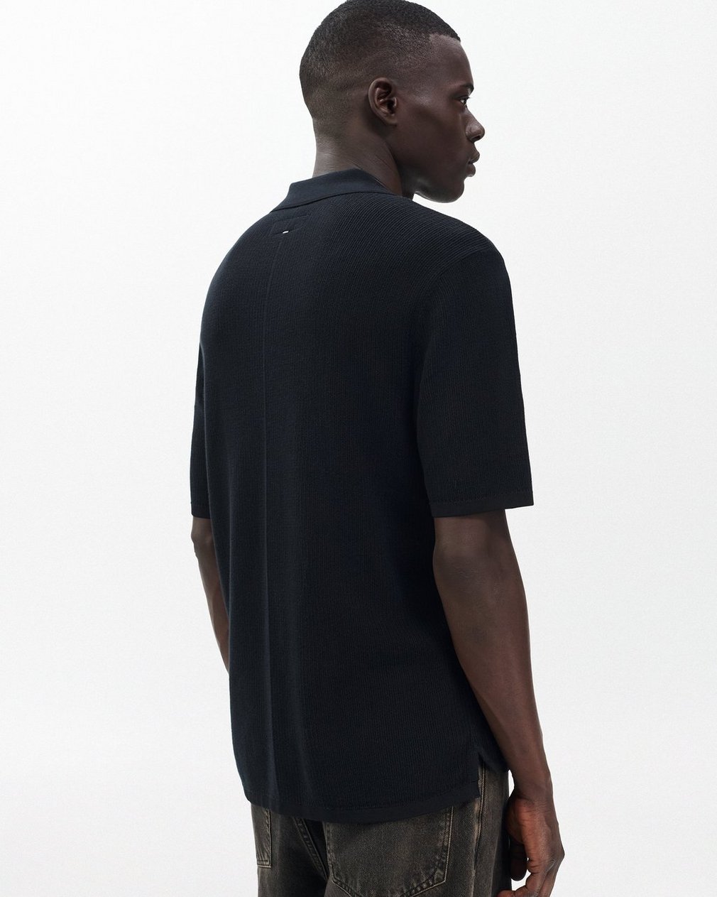 Harvey Knit Polo Shirt - Black - Image 6