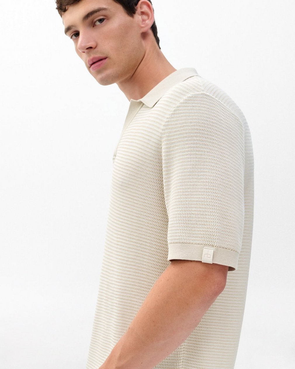 Harvey Knit Johnny Collar Polo - Desert Sand - Image 5