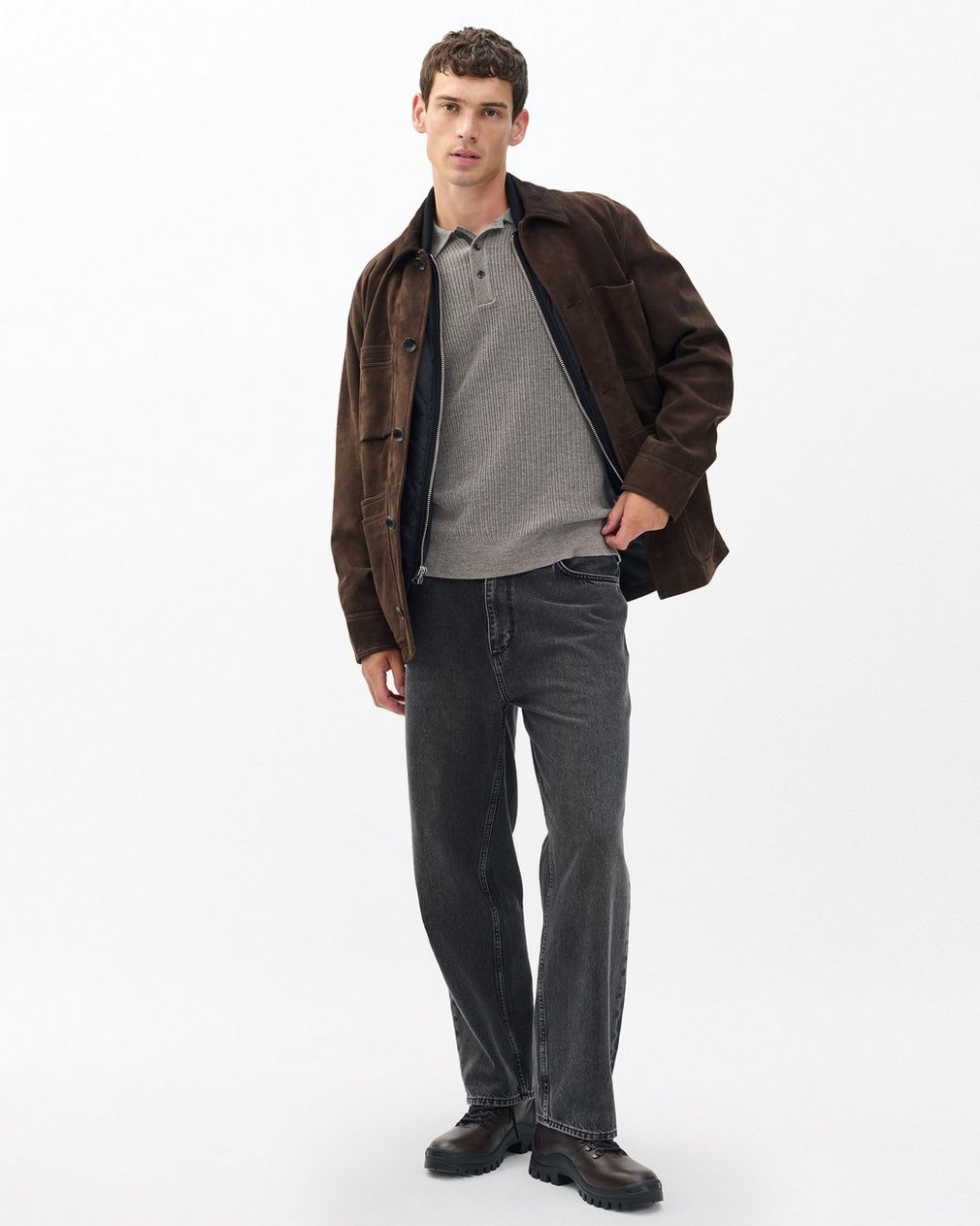 Crawford Wool-Cashmere Polo Sweater - Brown - Image 3