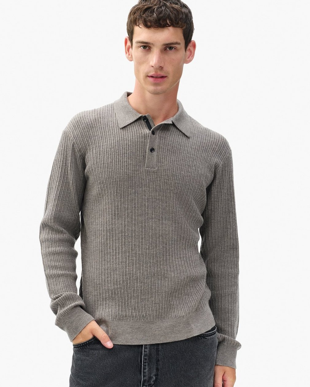 Crawford Wool-Cashmere Polo Sweater - Brown - Image 4