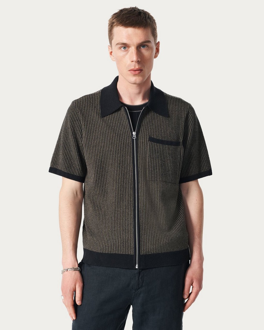 Zuma Zip Knit Polo Shirt - Black