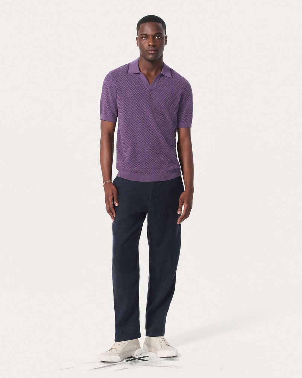 Zuma Herringbone Knit Polo Shirt - Washed Violet - Image 3