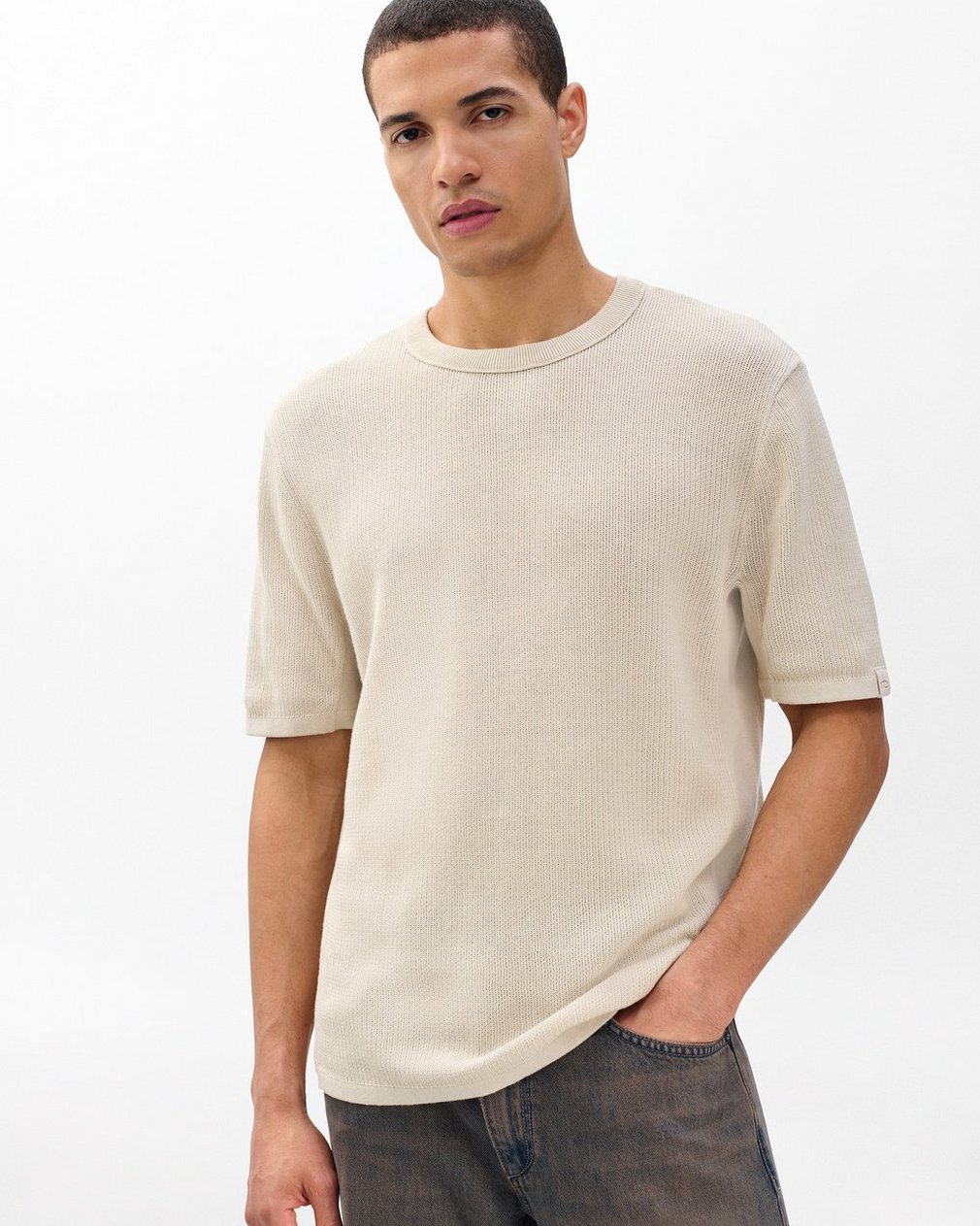 Harvey Crewneck T-Shirt - Desert Sand - Image 2