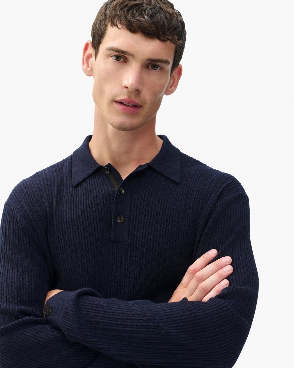 Crawford Wool-Cashmere Polo Sweater - Navy - Image 4
