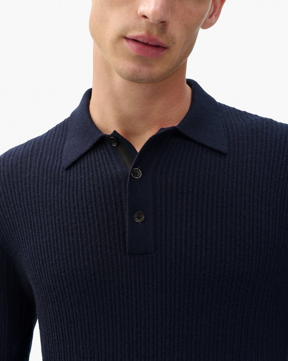 Crawford Wool-Cashmere Polo Sweater - Navy - Image 5