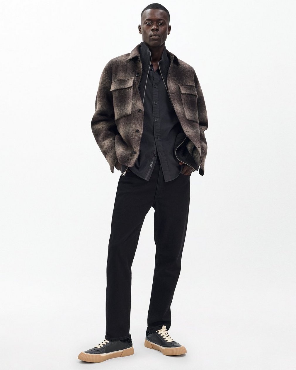 Tomlin Stretch Dobby Shirt - Charcoal Grey - Image 3