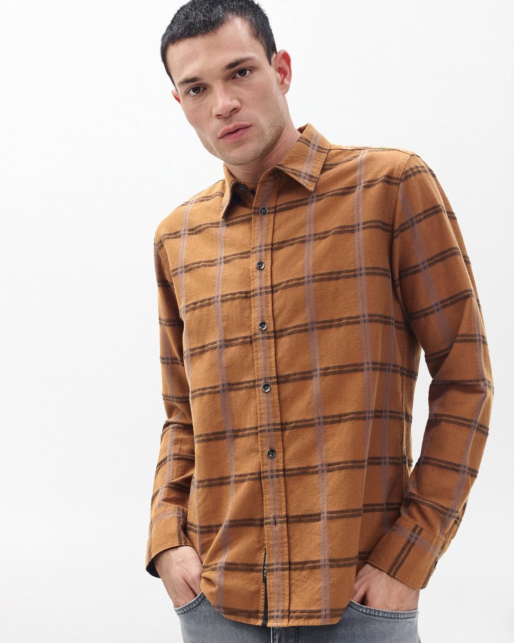 Tomlin Brushed Oxford Shirt - Rust - Image 5