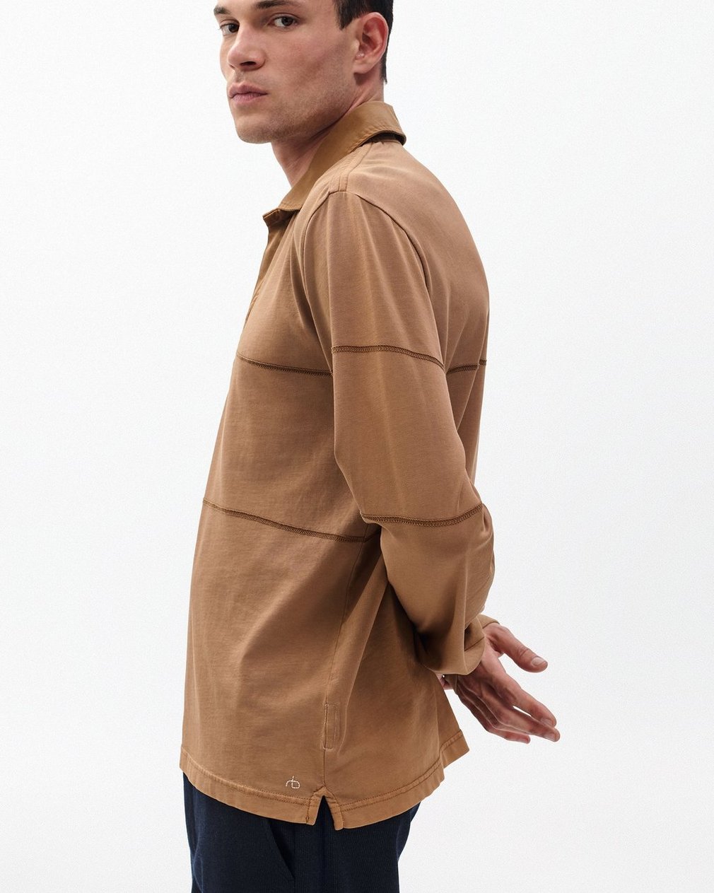Washed Cotton Rugby Shirt - Washed Brown - Image 4