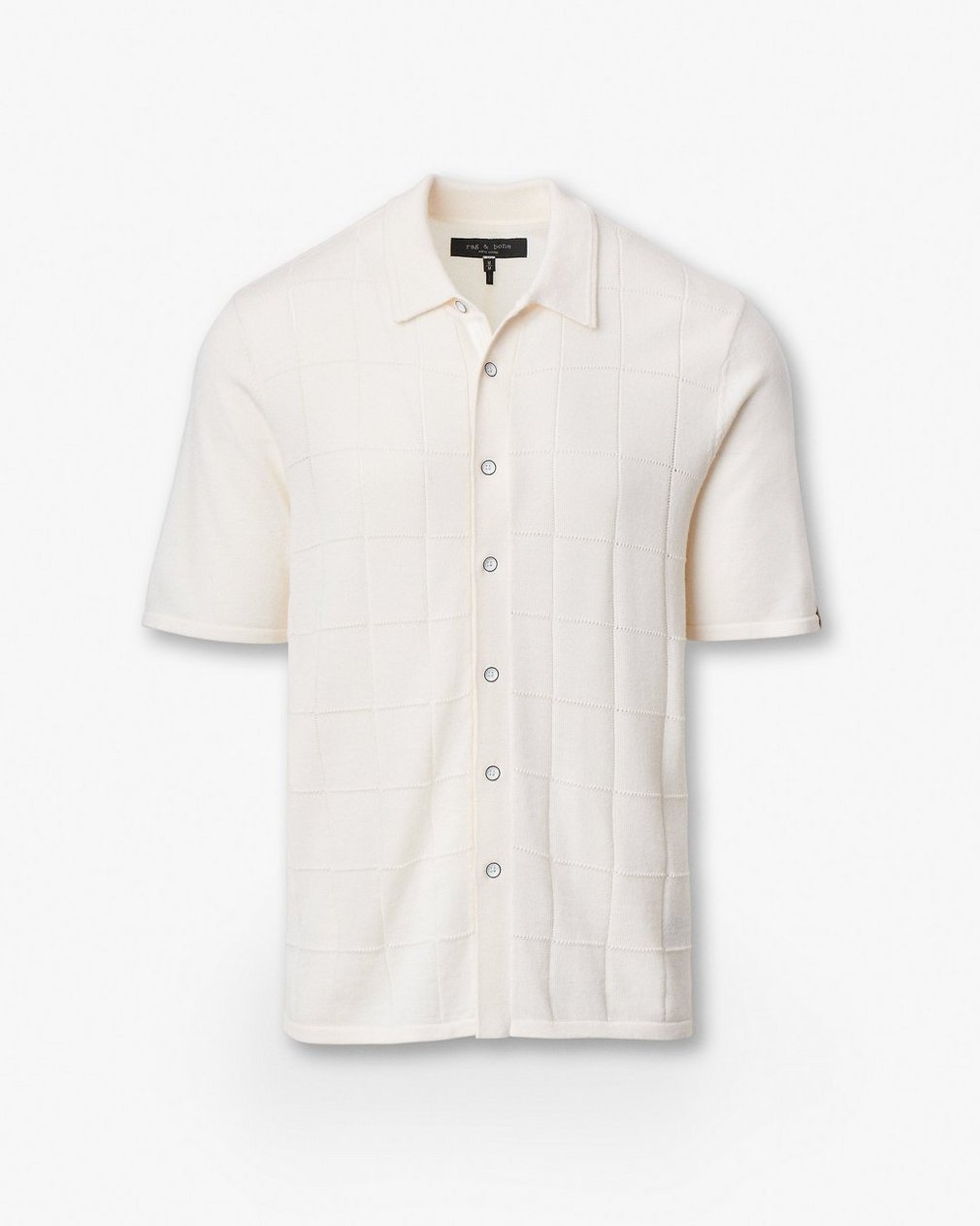 Dalton Windowpane Knit Shirt - Ivory - Image 2