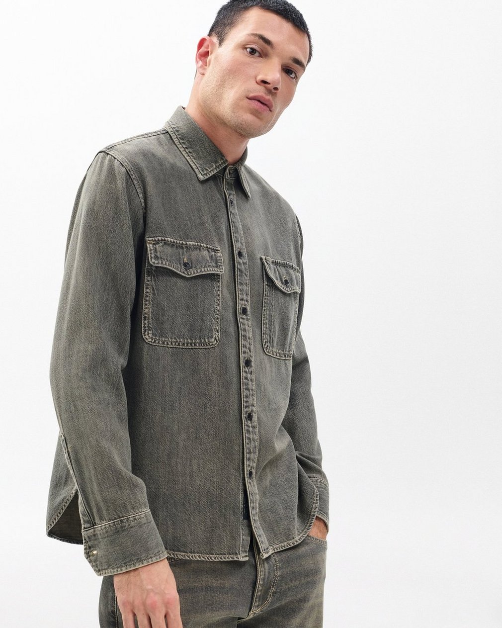 Jack Infuse Denim Shirt - Grey Olive - Image 4