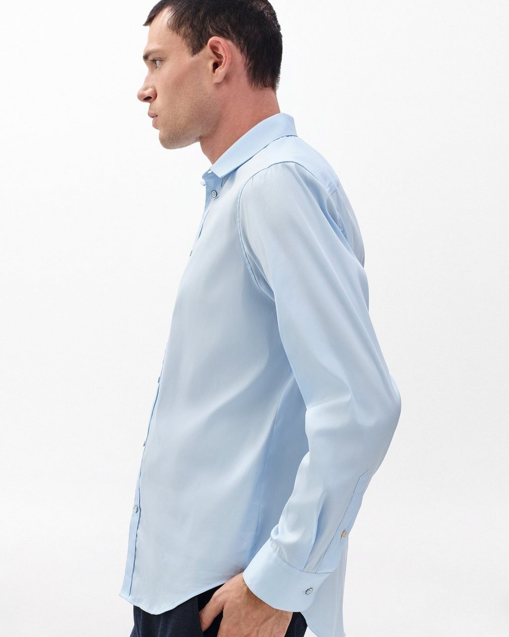 Patrick Poplin Shirt - Light Blue - Image 4