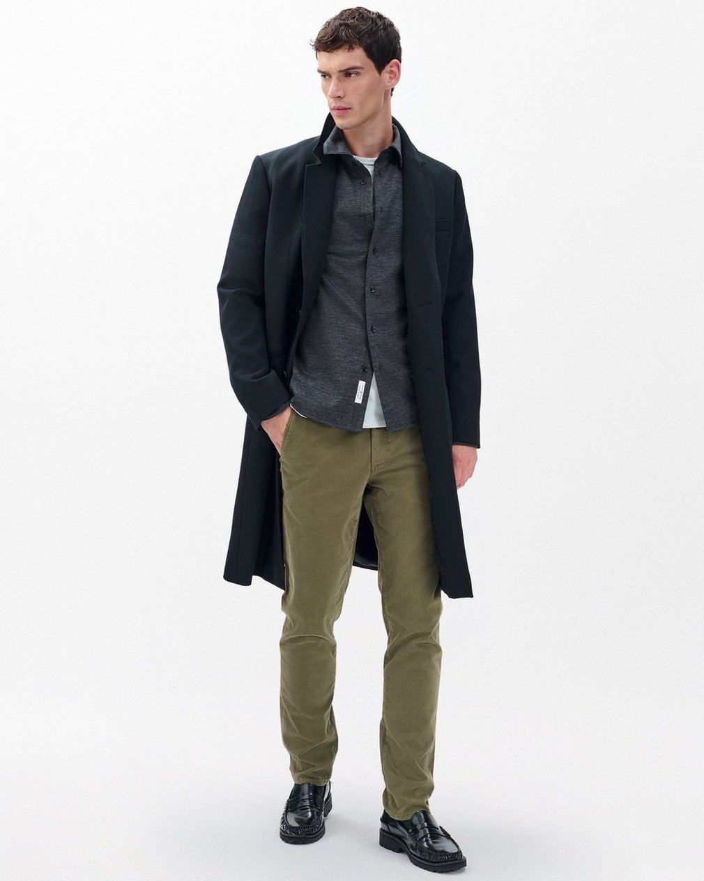 Tomlin Merino Wool Knit Shirt - Charcoal - Image 3