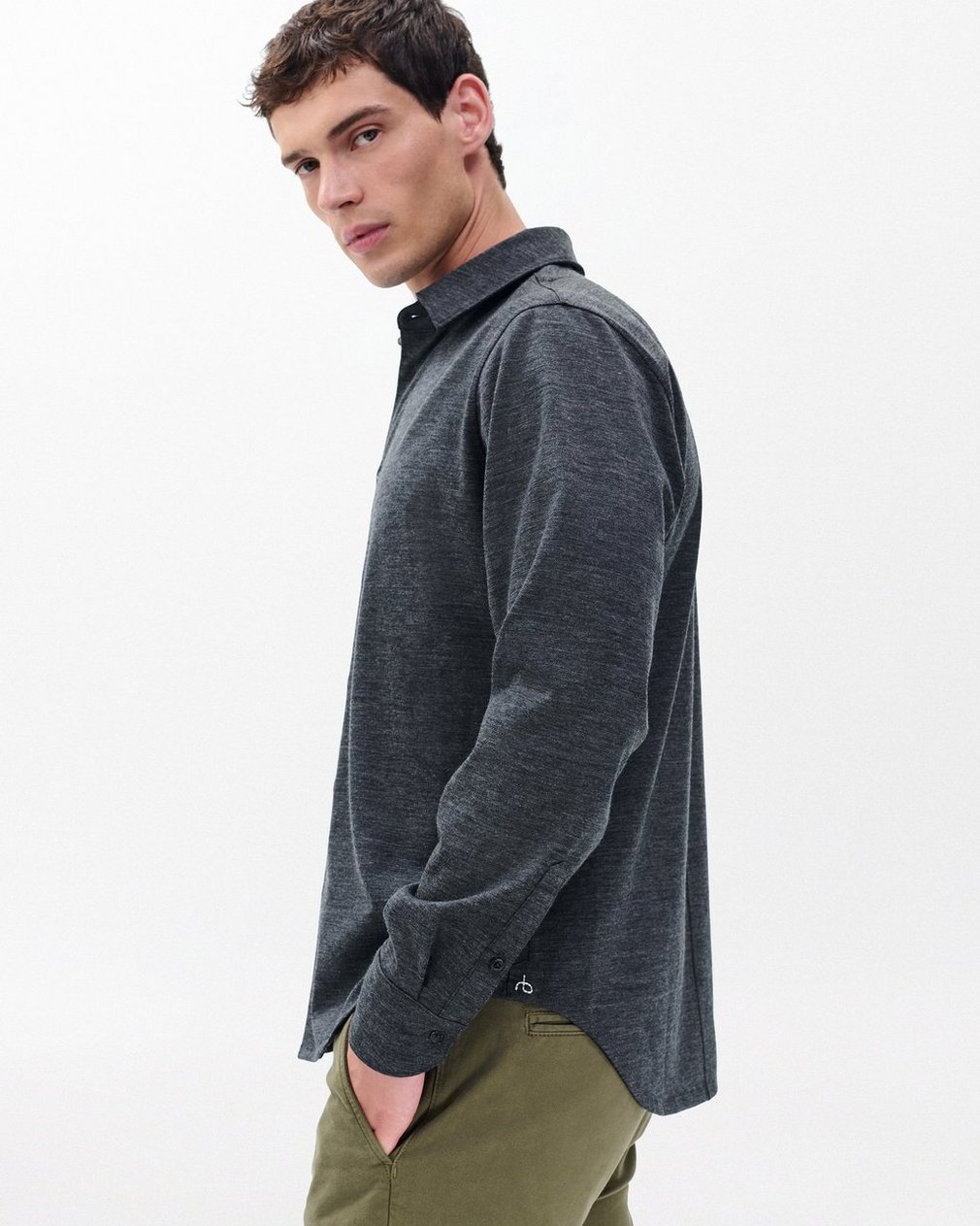 Tomlin Merino Wool Knit Shirt - Charcoal - Image 5