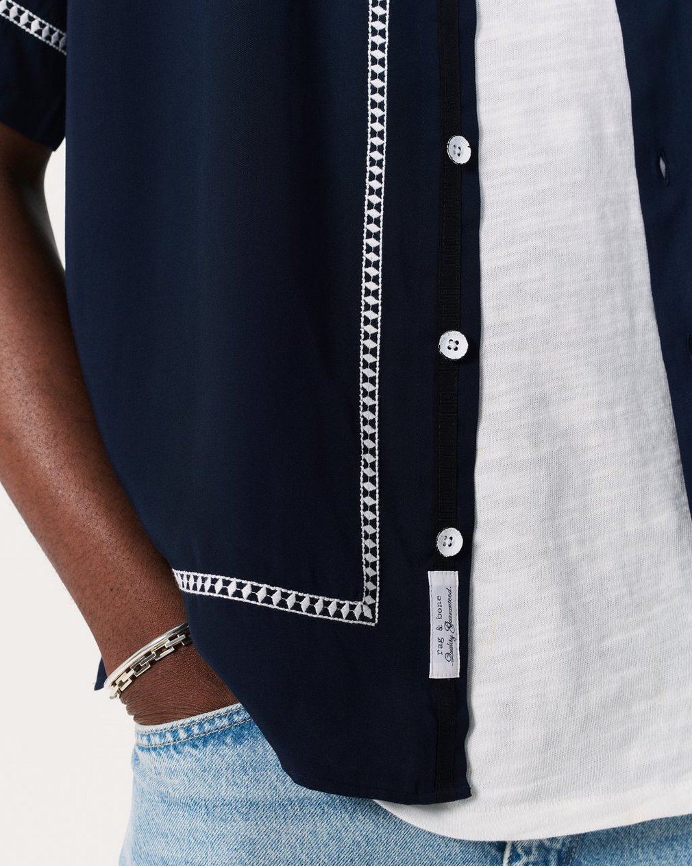 Dalton Embroidered Shirt - Blue Ezra Stripe - Image 5