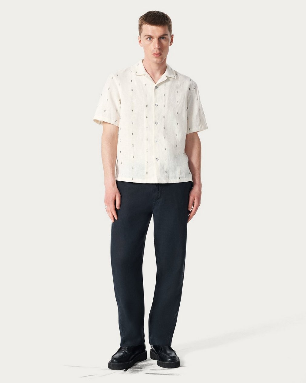 Avery Embroidered Camp Shirt - White Remi Stripe - Image 3