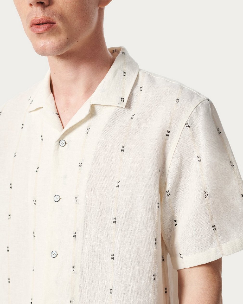 Avery Embroidered Camp Shirt - White Remi Stripe - Image 4