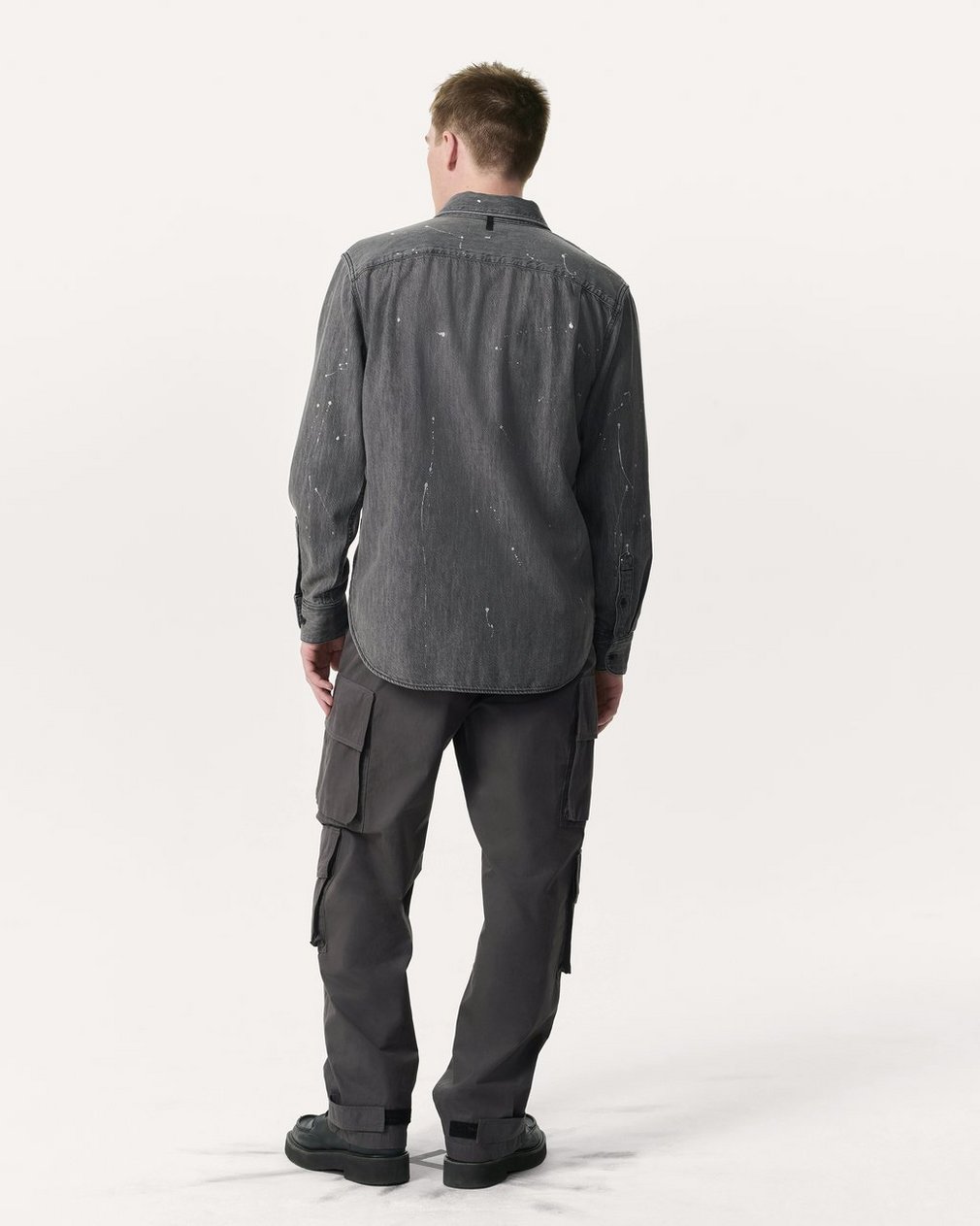 Finch Hand-Painted Denim Shirt - Painted Charcoal - Image 5