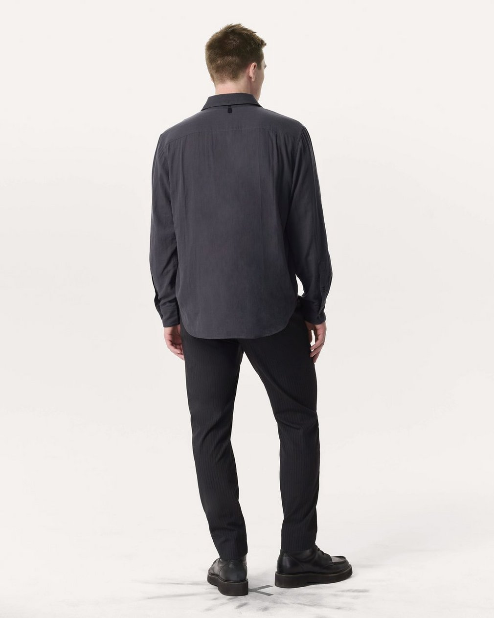 Finch Striped Cotton Gauze Shirt - Dark Grey - Image 5