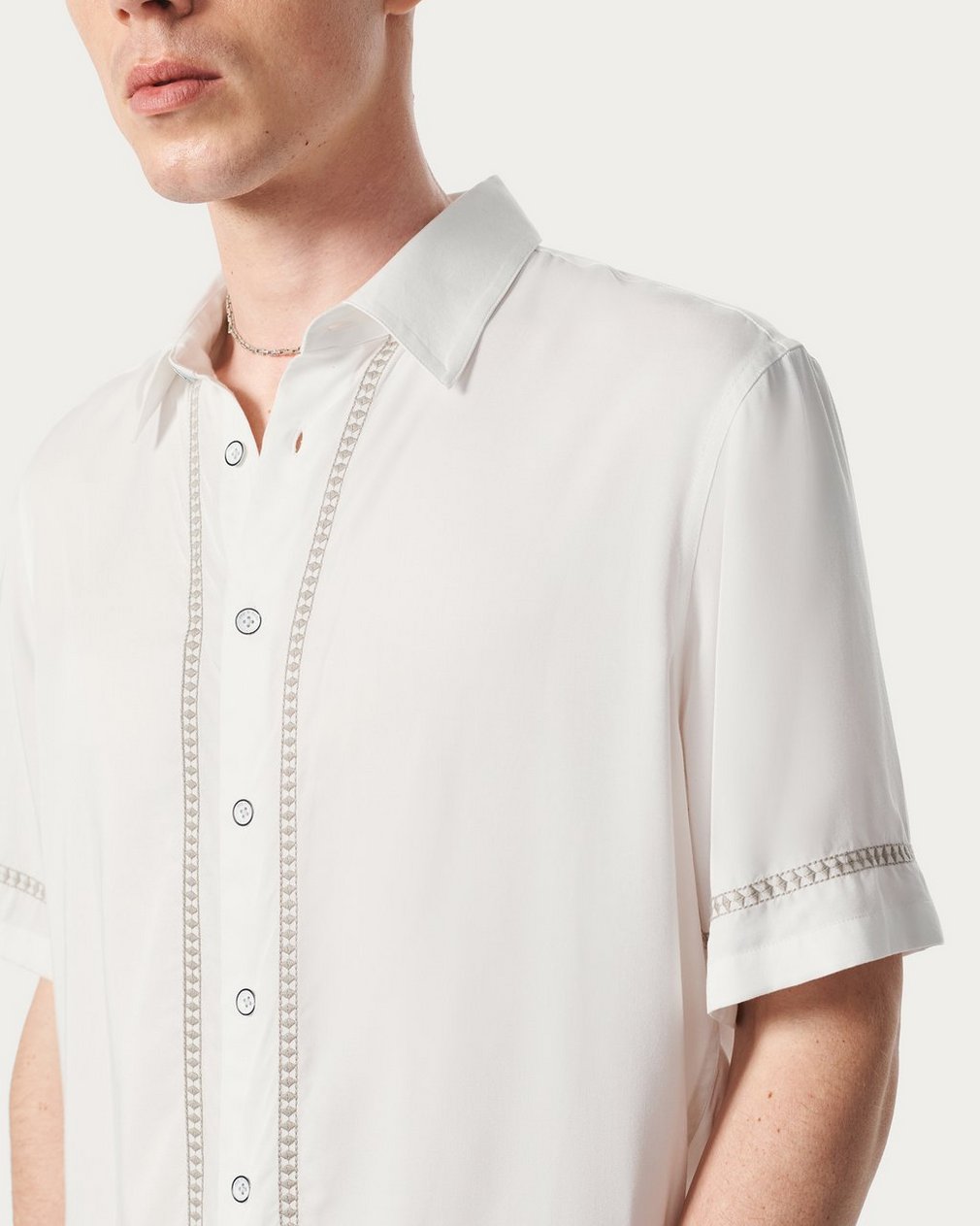 Dalton Embroidered Shirt - White Ezra Stripe - Image 4