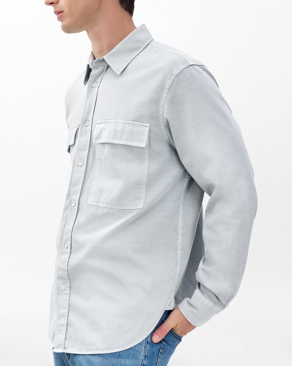 Finch Overdyed Shirt - Grey Ice - Image 4
