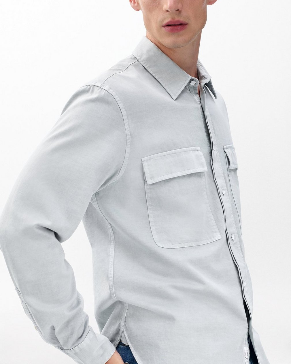 Finch Overdyed Shirt - Grey Ice - Image 5