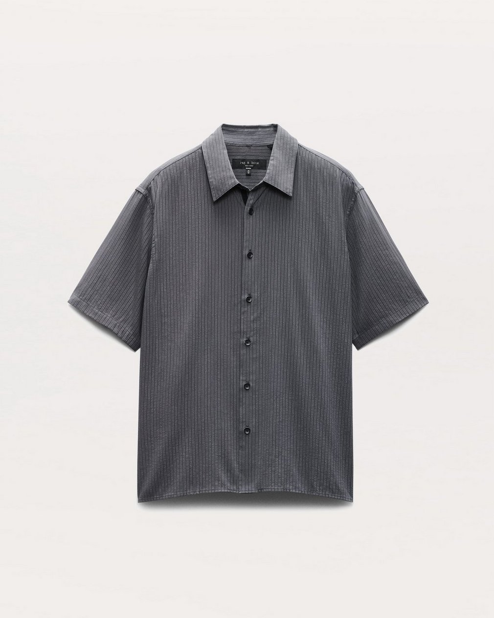 Relaxed Fit Dalton Dobby Striped Shirt - Dark Grey - Image 2