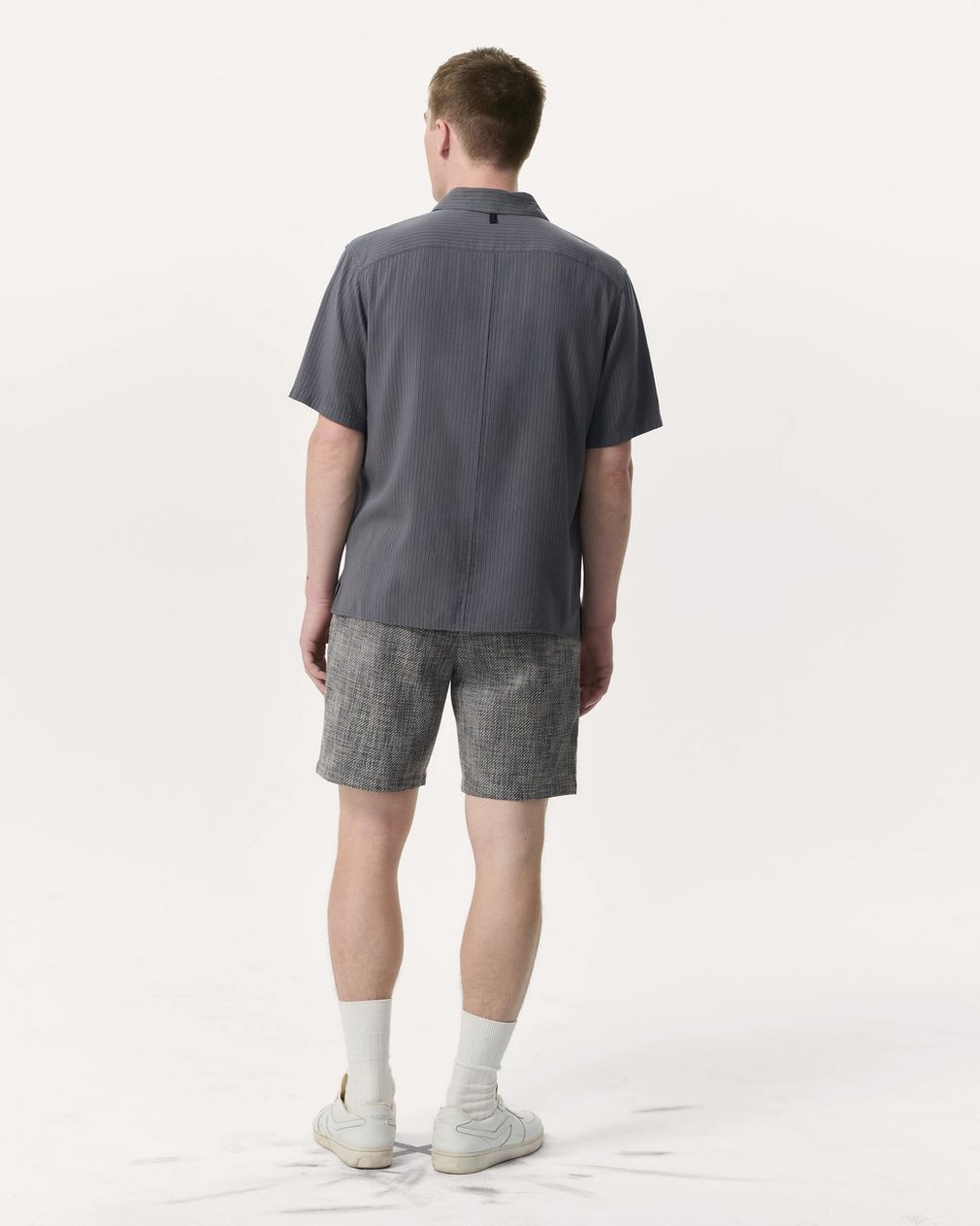 Relaxed Fit Dalton Dobby Striped Shirt - Dark Grey - Image 5