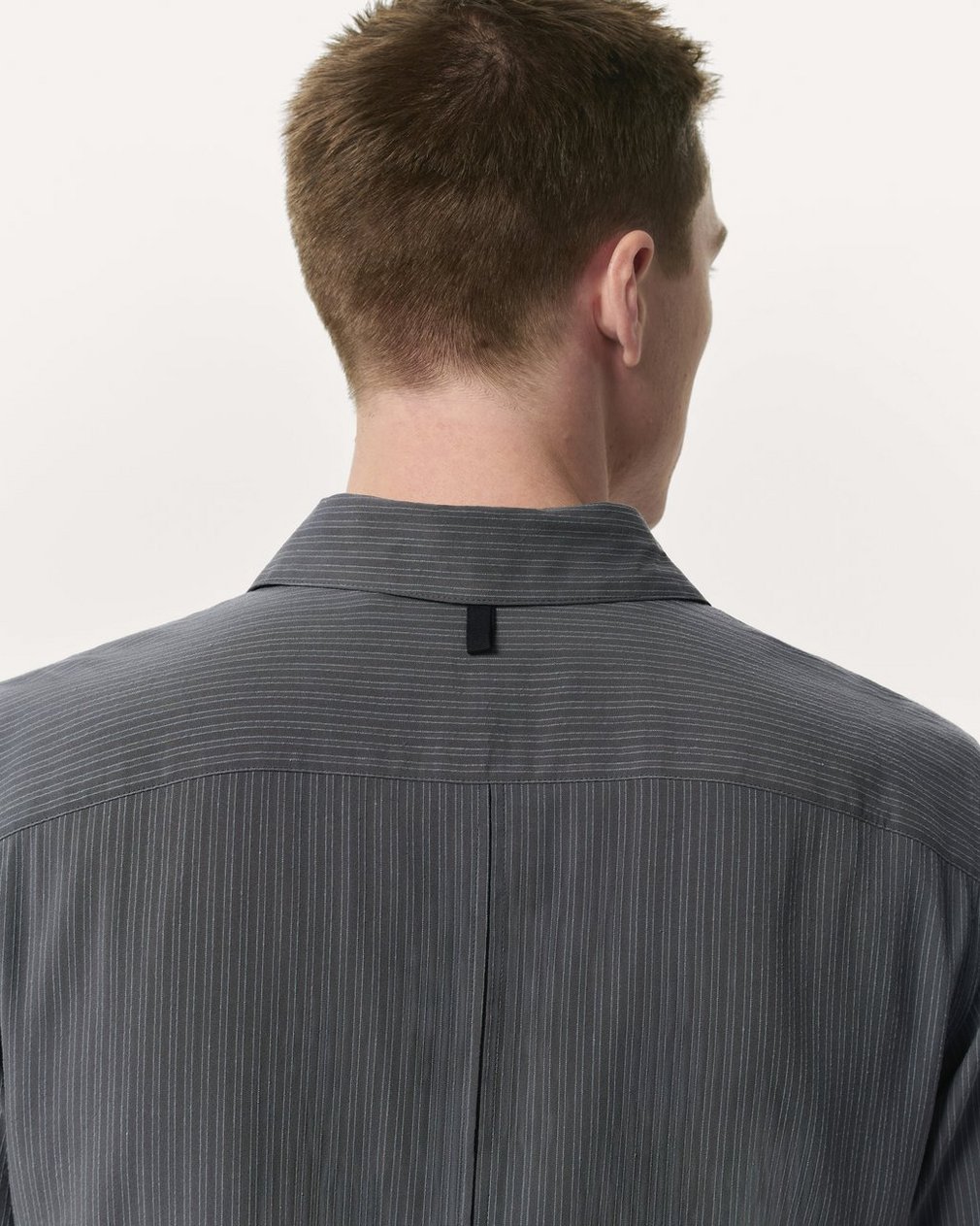 Relaxed Fit Dalton Dobby Striped Shirt - Dark Grey - Image 6