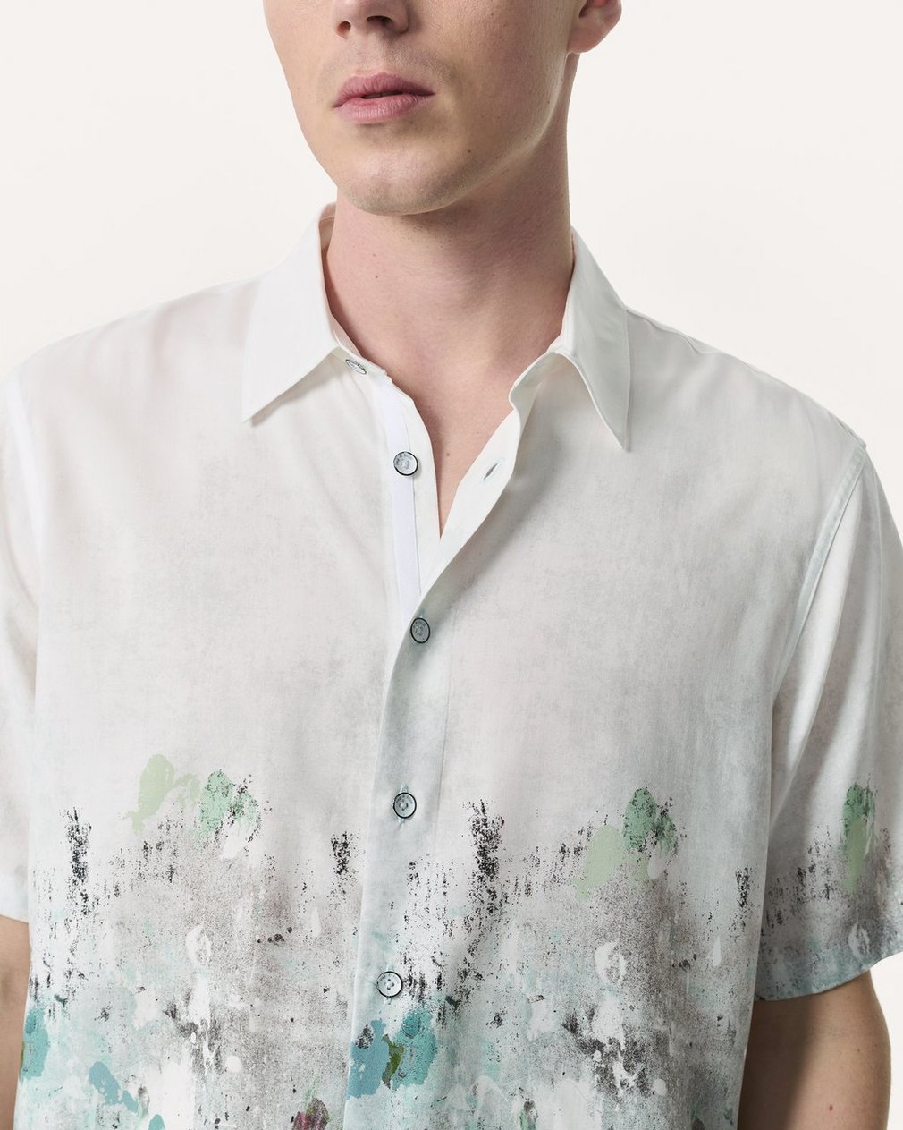 Relaxed Fit Dalton Paint Splatter Shirt - White Paint - Image 3