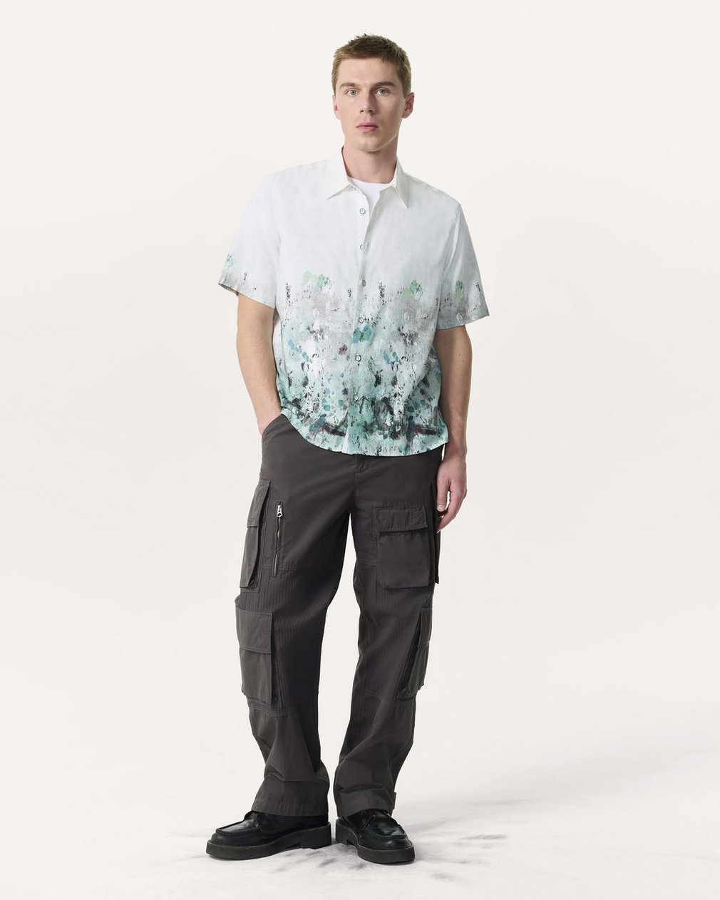Relaxed Fit Dalton Paint Splatter Shirt - White Paint - Image 4