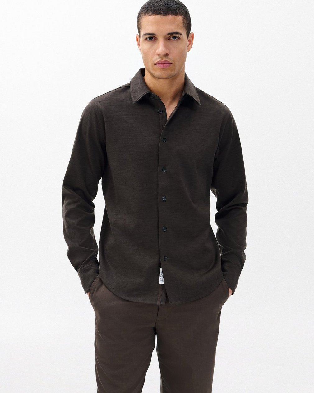 Tomlin Merino Wool Knit Shirt - Stonewall - Image 4