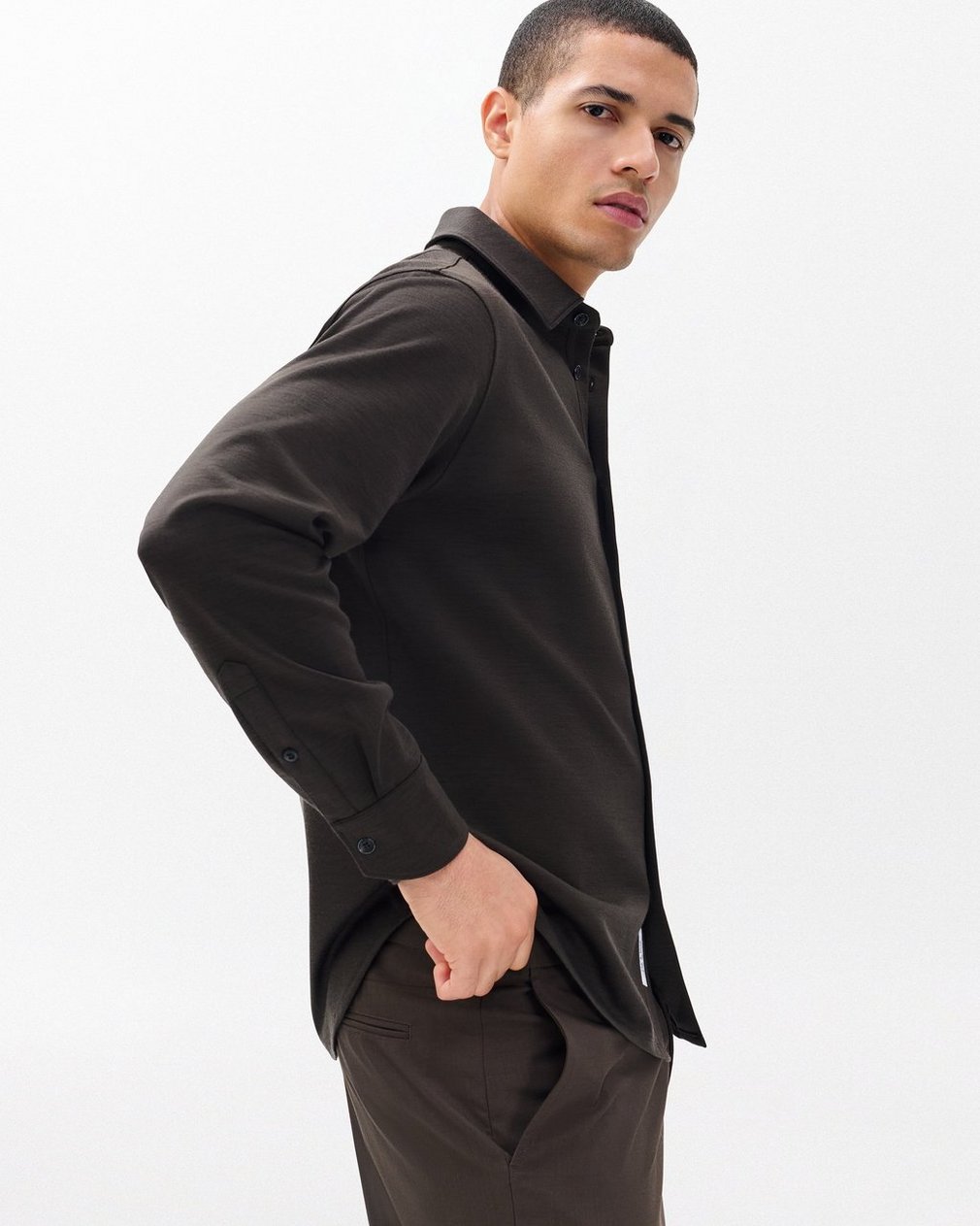 Tomlin Merino Wool Knit Shirt - Stonewall - Image 5