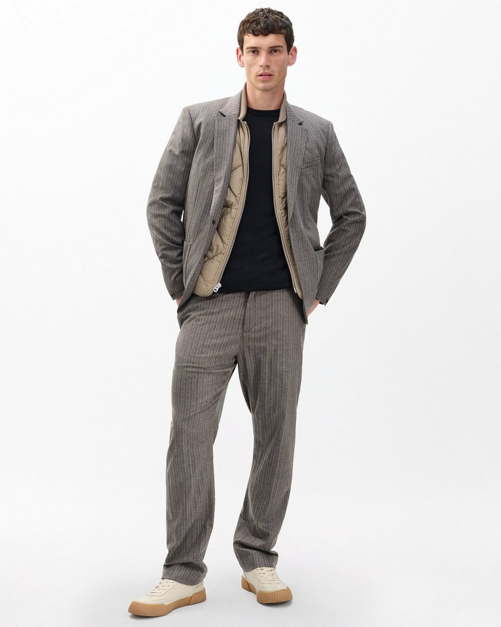 Butler Italian Flannel Blazer - Mink Stripe - Image 2