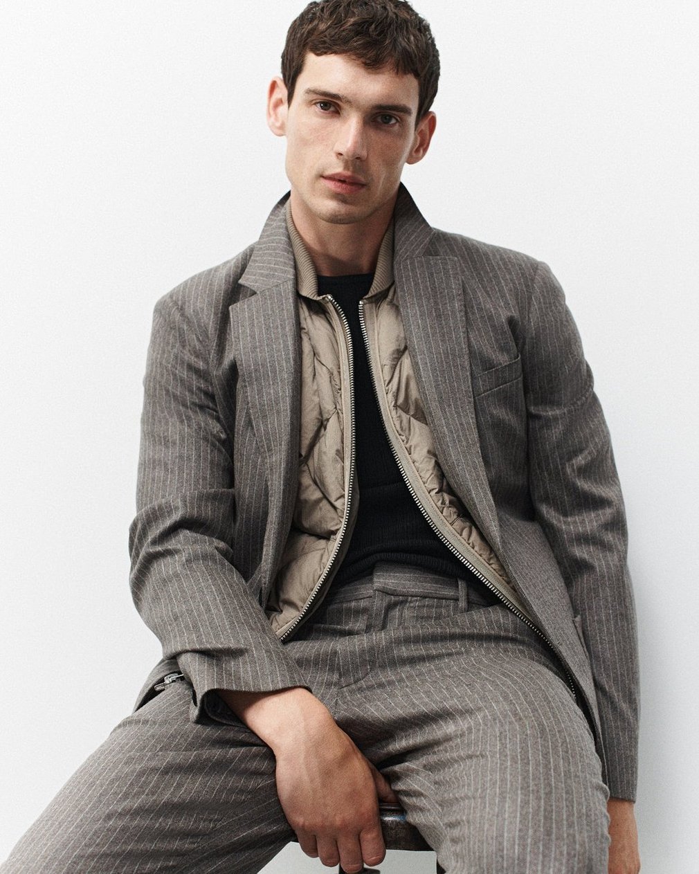 Butler Italian Flannel Blazer - Mink Stripe - Image 6