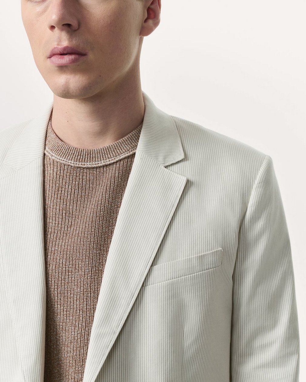 Butler Striped Stretch Cotton Blazer - Grey Stripe - Image 6