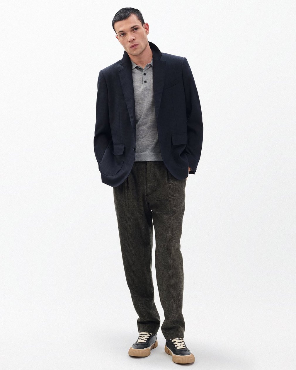 Downing Lightweight Cashmere Polo - Heather Grey - Image 3