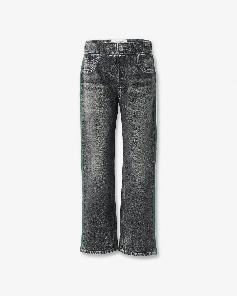 Mini Miramar Track Pants - Washed Black with Green & White Stripe - Image 3